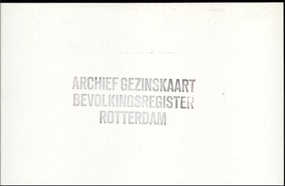 Gezinskaarten Rotterdam, Bissegger - Blecha, 1880-1940//