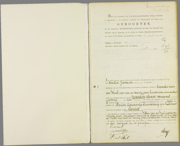 Index op het geboorteregister van de gemeente Ridderkerk, 1895-1896//