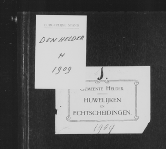 Huwelijksakten van de gemeente Den Helder, 1909//