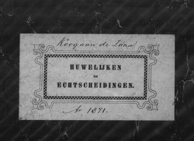 Huwelijksakten van de gemeente Koog aan de Zaan, 1871//