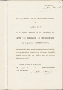 Huwelijksakten van de gemeente Schellinkhout, 1926//