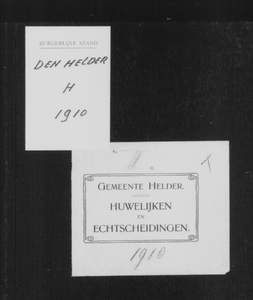Huwelijksakten van de gemeente Den Helder, 1910//