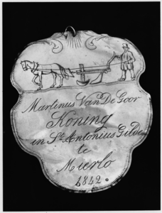 St. Antoniusgilde Mierlo. Schild van Martinus van de Goor, koning in St. Antonius gilde te Mierlo 1842