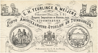 Oirschot Een briefhoofd van C.H. Teurlinckx & Meijers, de stoomfabriek van echte Amerikaansche stoelen en tuinbanken