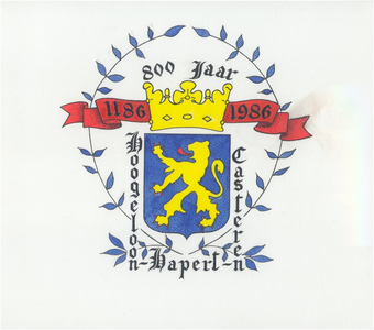 Gelegenheidsvignet van het wapen van de gemeente Hoogeloon, Hapert, Casteren bij de viering van het 800 jarig bestaan