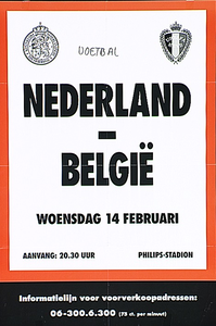 Interland Nederland - België voetbal Trefwoorden: voetbal