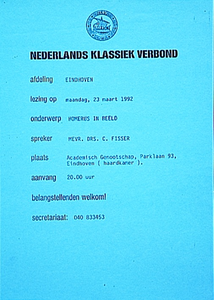 Lezing van Nederlands Klassiek Verbond bij het Academisch Genootschap