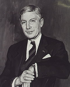 Mr A.A.M. van Agt (geb. Geldrop 1931), commissaris van de Koningin in Noord-Brabant 1983-1987, geschilderd door Peer van de Molengraft