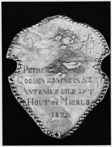 St. Antoniusgilder te Mierlo. Schild van Petrus Coolen koning in St, Antonius gild op het Hout te Mierlo, 1872