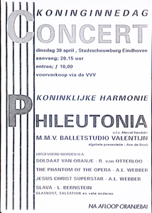 Koninginnedag concert door Phileutonia in de Stadsschouwburg Eindhoven