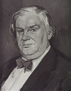 Willem (W.A.) van Gerwen (geb. Valkenswaard 1922), directeur Museum Van Gerwen-Lemmens te Vallkenswaard, geschilderd door Peer van den Molengraft