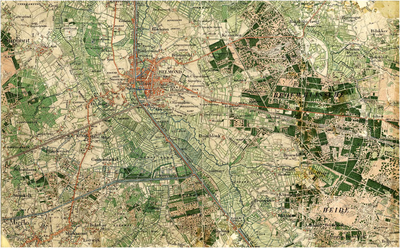 Topografische kaart Helmond nr. 671, waarop de omgeving van Stiphout, Mierlo en Helmond is aangegeven, verkend in 1898.