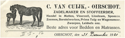 Een briefhoofd van zadelmaker en stoffeerder C. van Cuijck