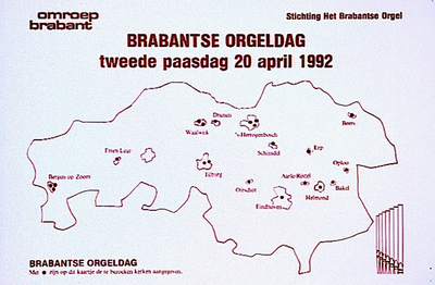 Affiche van Omroep Brabant van de Brabantse orgeldag in diverse kerken in Brabant