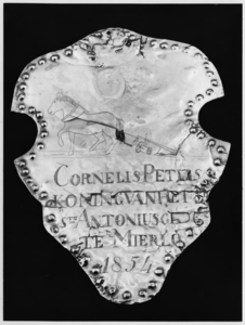 St. Antoniusgilde Mierlo. Schild van Cornelis Peters, koning van het Sinte Antonius gilde te Mierlo 1854