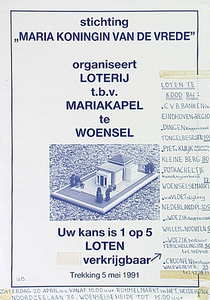 Loterij t.b.v. Mariakapel te Woensel georganiseerd door stiching Maria Koningin van de Vrede