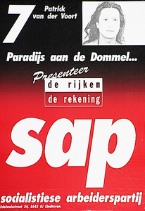 Affiche van de Socialistiese Arbeiderspartij voor de gemeenteraadsverkiezingen 1990